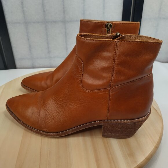 Madewell Charley Bootie Leather Block Heel English Saddle K5307 Women US 8 - Picture 3 of 16